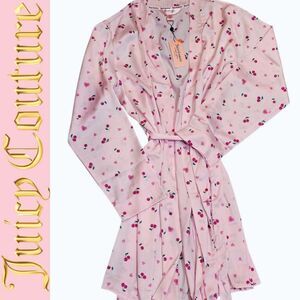 Juicy Couture JC Cherry Satin Robe- Pink